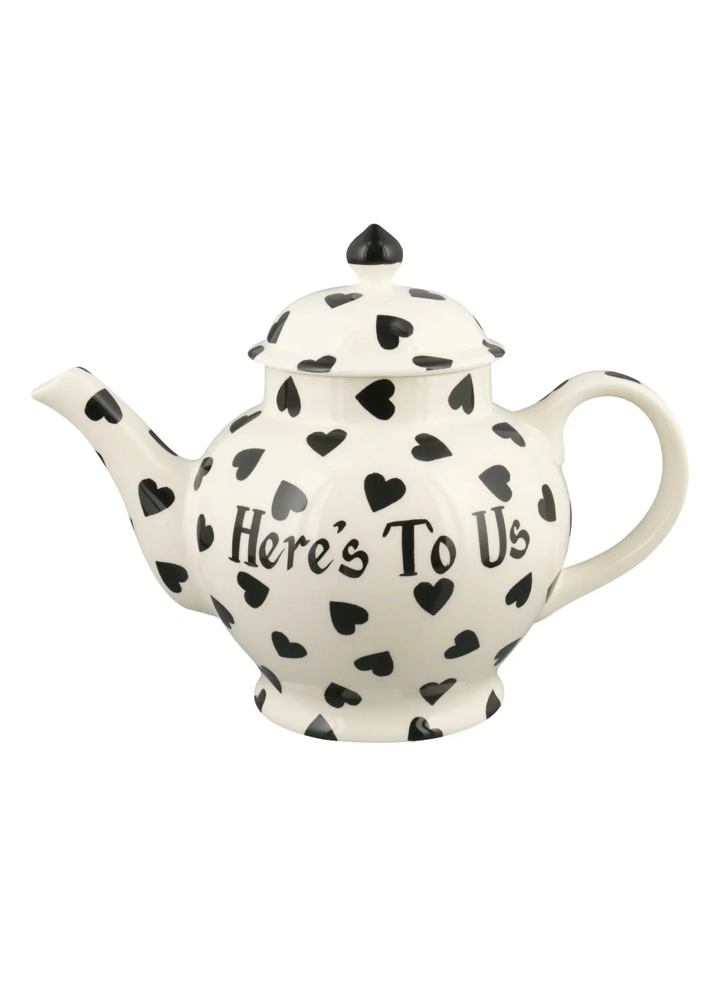 Personalised Black Hearts 4 Mug Teapot