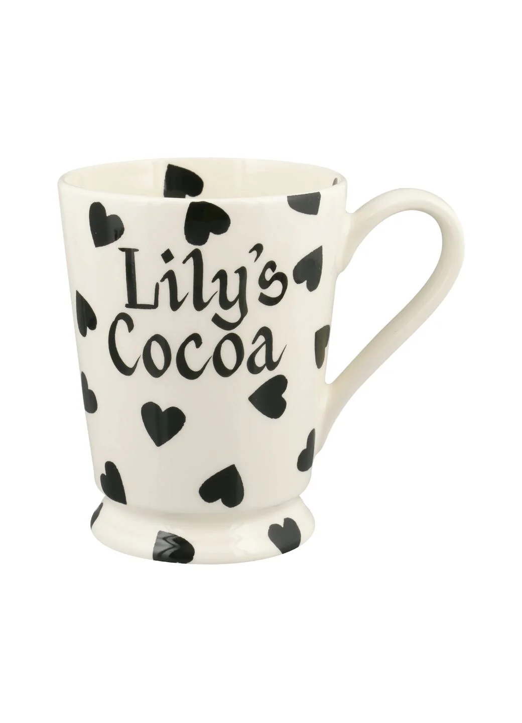 Personalised Black Hearts Cocoa Mug