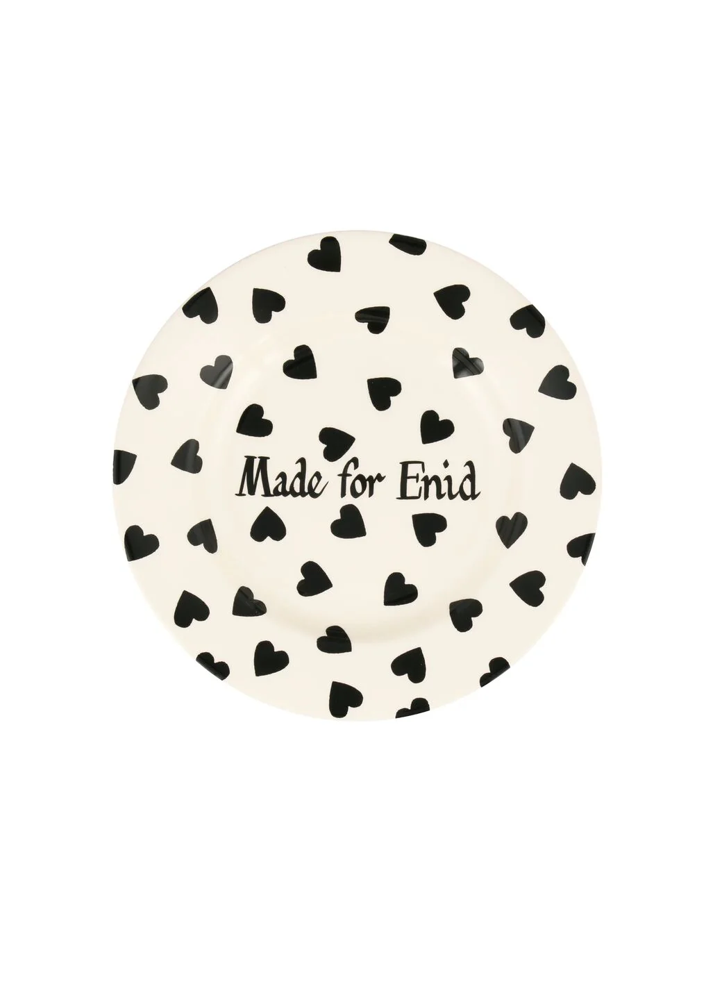 Personalised Black Hearts Medium Dinner Plate, 8.5 Inch