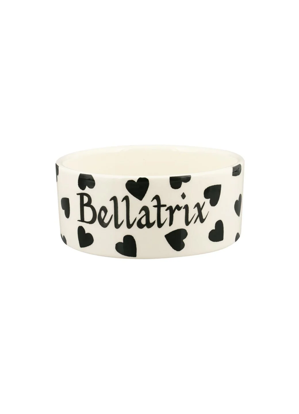 Personalised Black Hearts Small Pet Bowl