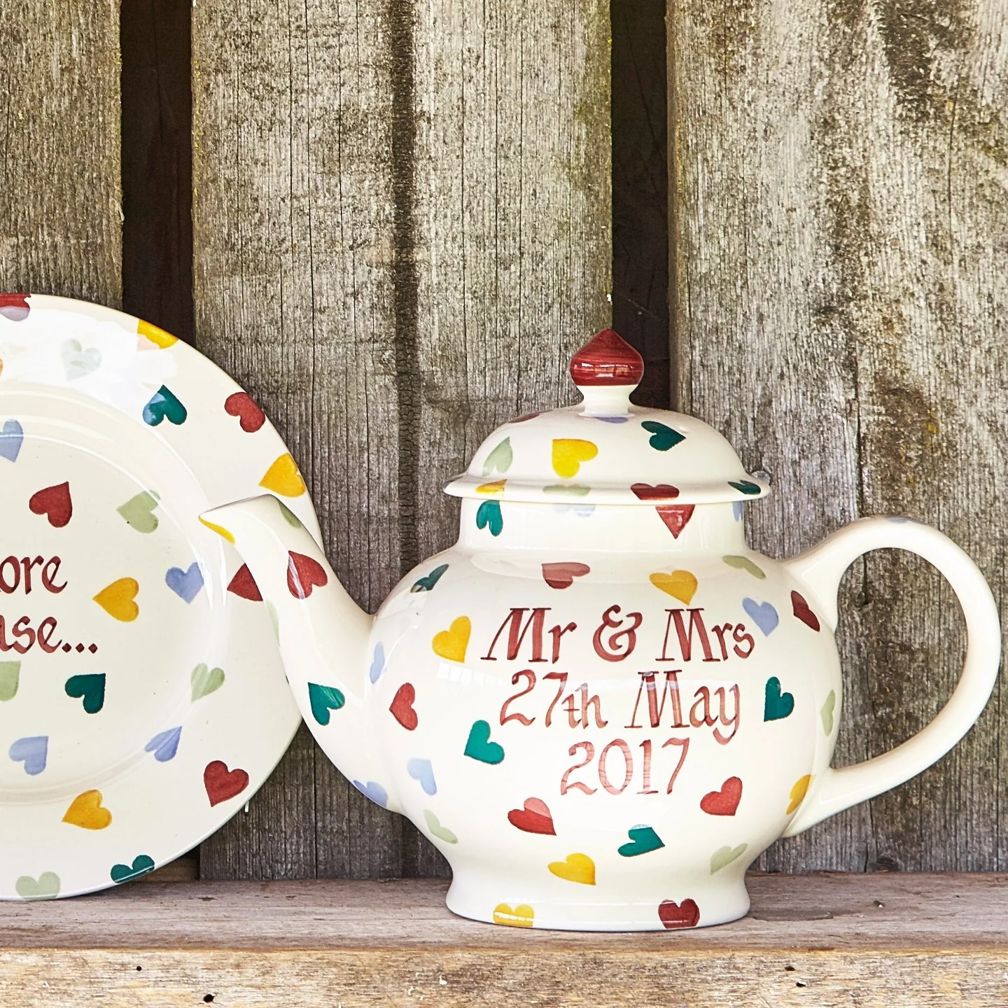 Personalised Polka Hearts 4 Mug Teapot