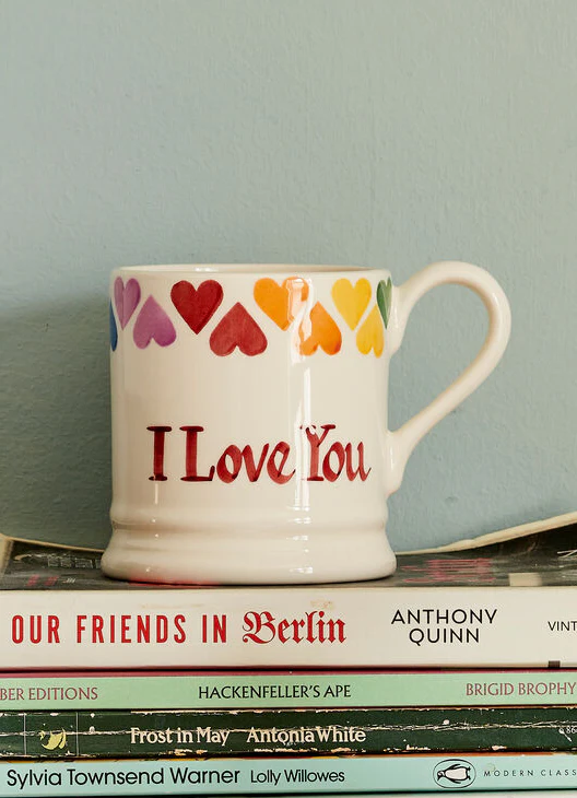Personalised Rainbow Hearts 1/2 Pint Mug
