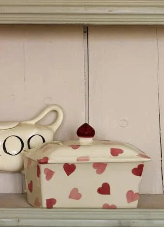 Seconds Pink Hearts Small Butter Dish